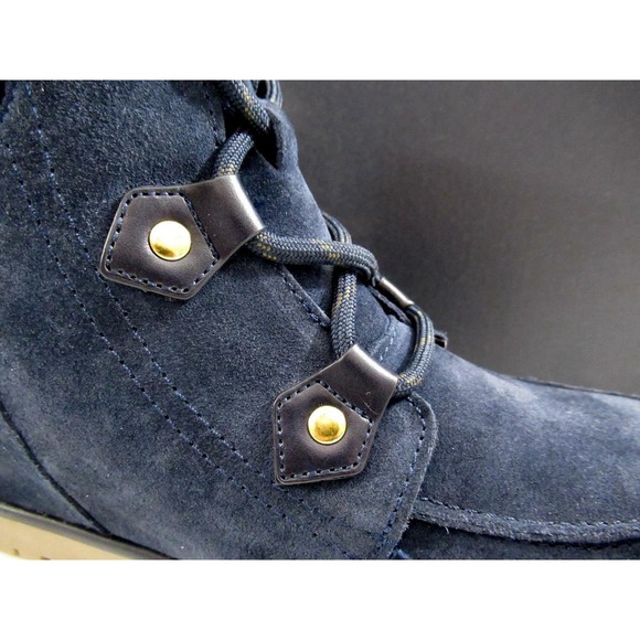 Tommy Hilfiger Serafin Lace Up Wedge Boots Booties Medium Blue Suede - Picture 5 of 8
